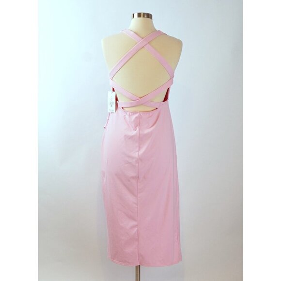 Halara Softlyzero Ruched Split Asymmetric Backless Crisscross Midi Dress - XL - Picture 3 of 7